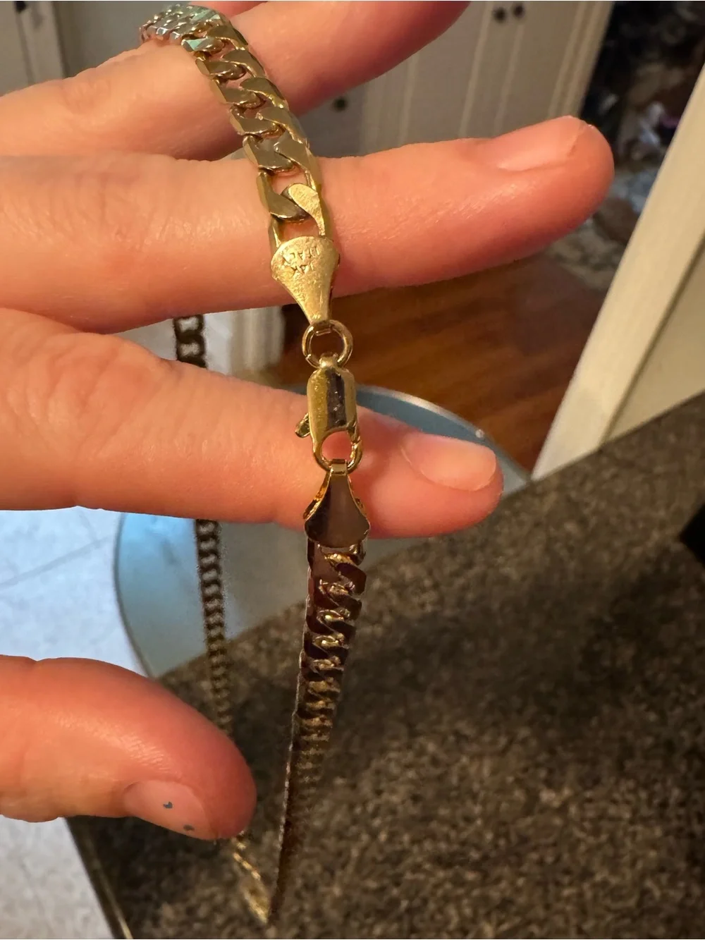 Men’s Gold Tone Cuban Curb Chain Necklace 14K Italy Stamp Not Real Gold